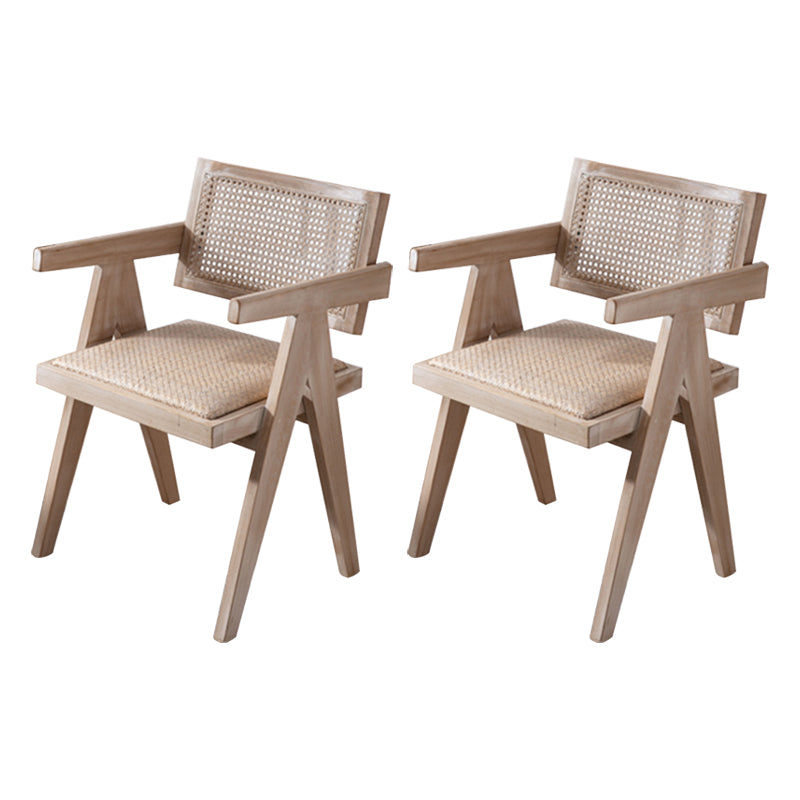 Farmhouse Style Ash Wood Chair Open Back Dining Room Kitchen Arm Chairs Set