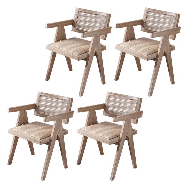 Farmhouse Style Ash Wood Chair Open Back Dining Room Kitchen Arm Chairs Set