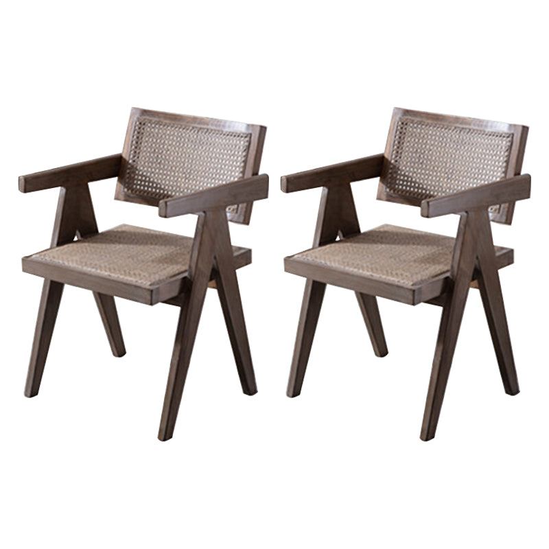 Farmhouse Style Ash Wood Chair Open Back Dining Room Kitchen Arm Chairs Set