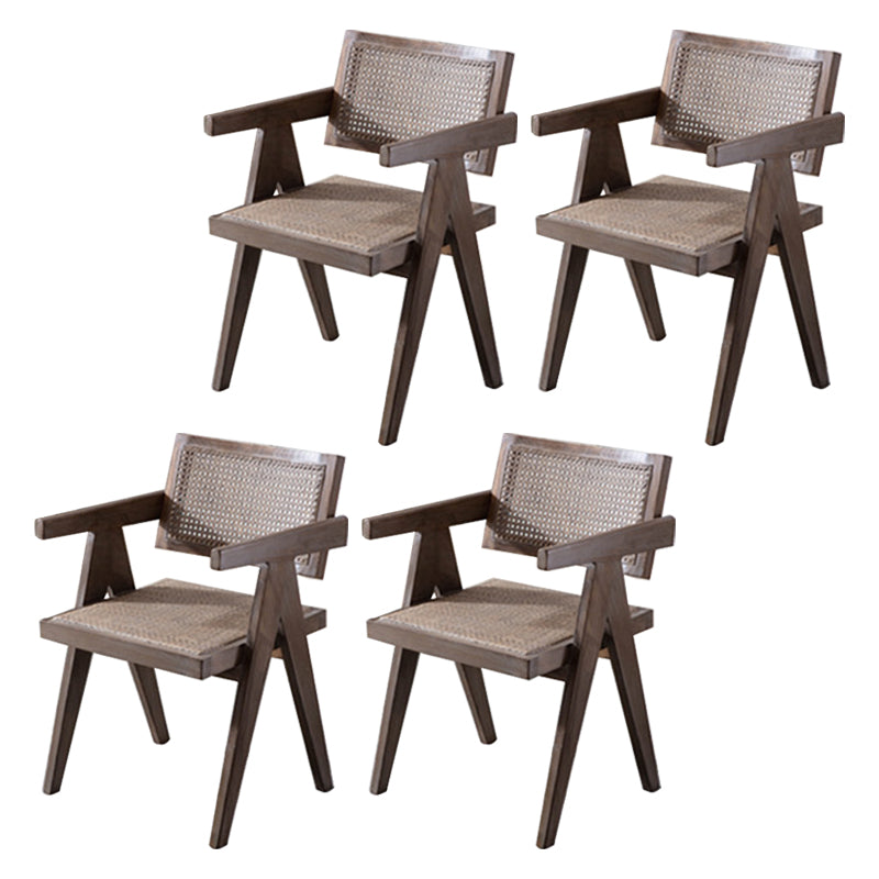 Farmhouse Style Ash Wood Chair Open Back Dining Room Kitchen Arm Chairs Set