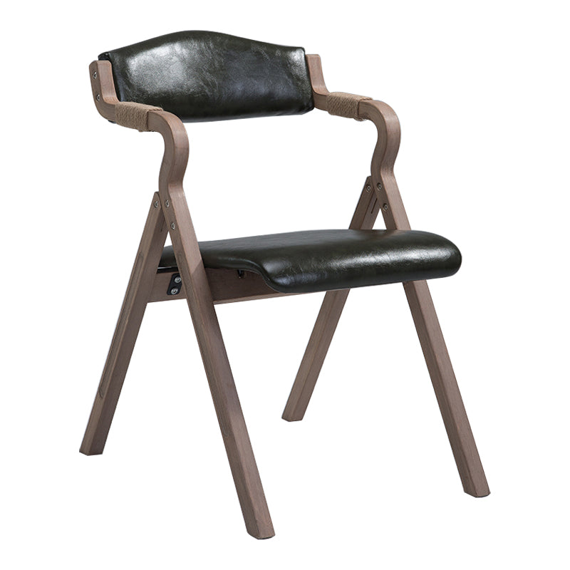 Country Style Foldable Dining Armchair Open Back Upholstered Arm Chairs