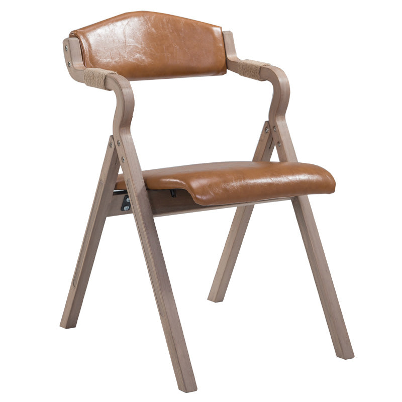 Country Style Foldable Dining Armchair Open Back Upholstered Arm Chairs