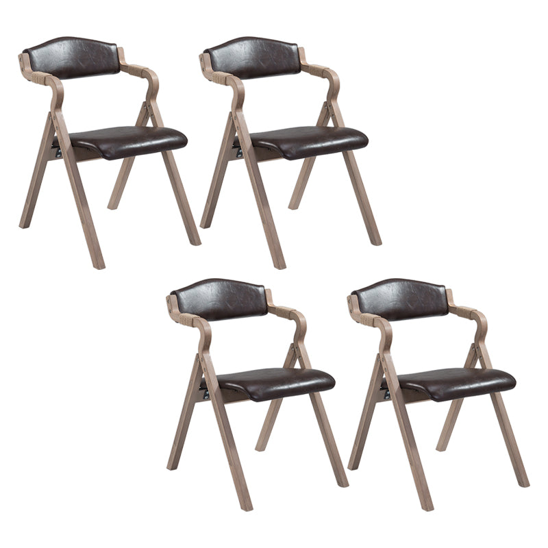 Country Style Foldable Dining Armchair Open Back Upholstered Arm Chairs