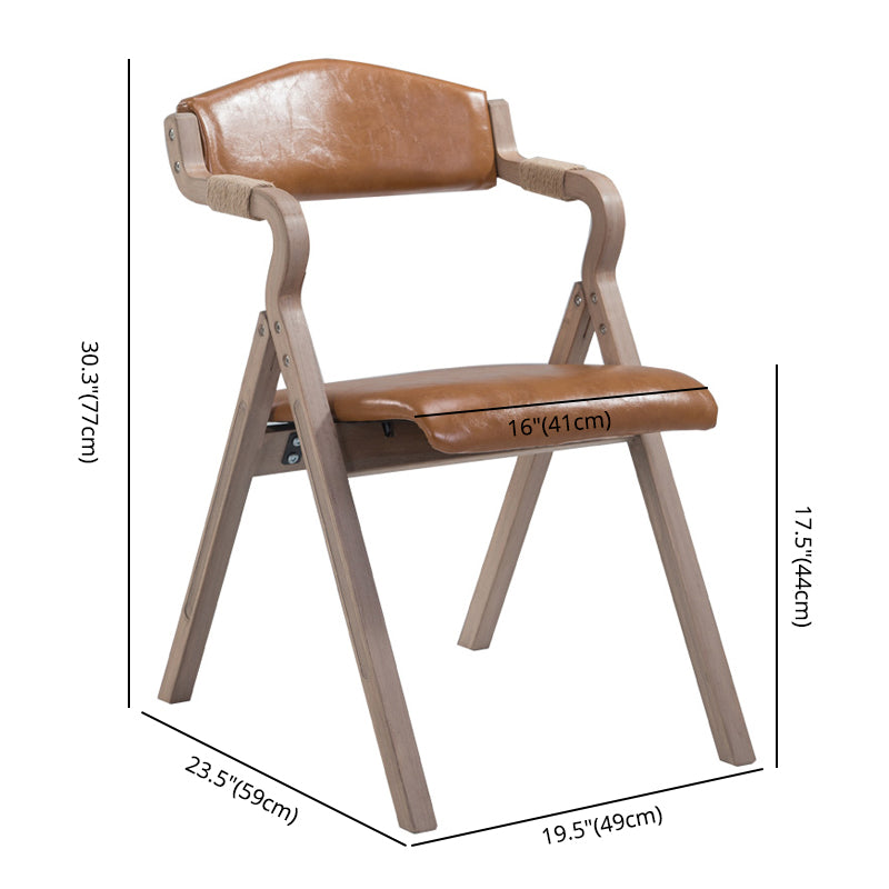 Country Style Foldable Dining Armchair Open Back Upholstered Arm Chairs