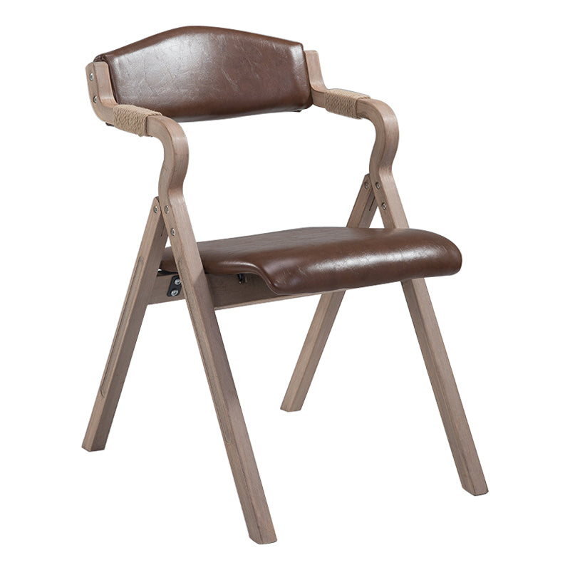 Country Style Foldable Dining Armchair Open Back Upholstered Arm Chairs
