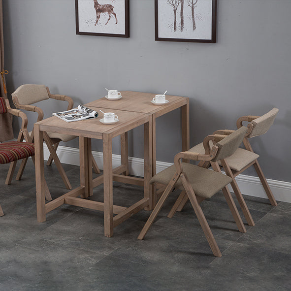 Country Style Foldable Dining Armchair Open Back Upholstered Arm Chairs