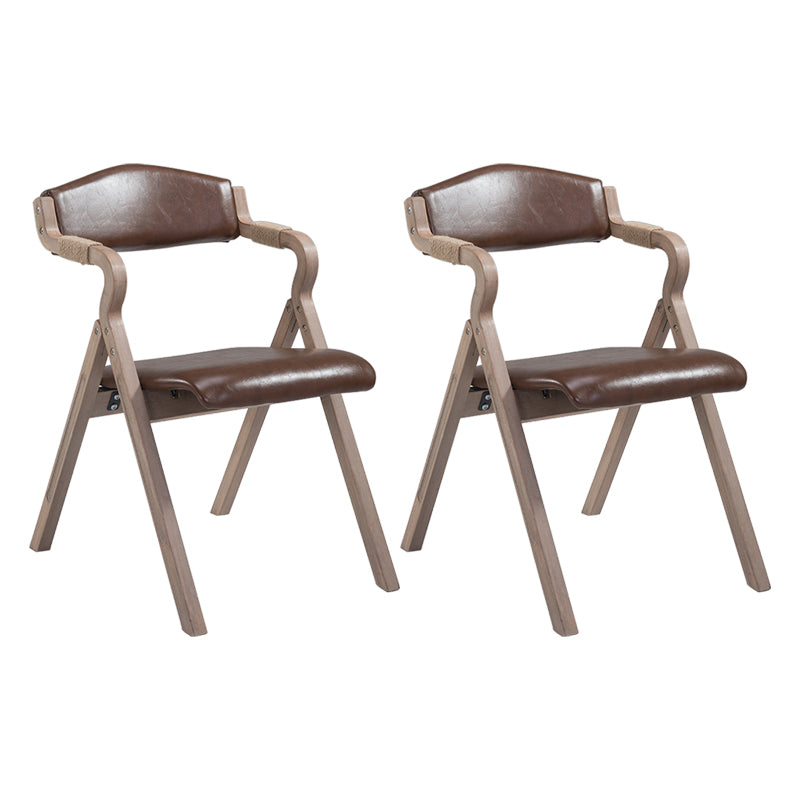 Country Style Foldable Dining Armchair Open Back Upholstered Arm Chairs