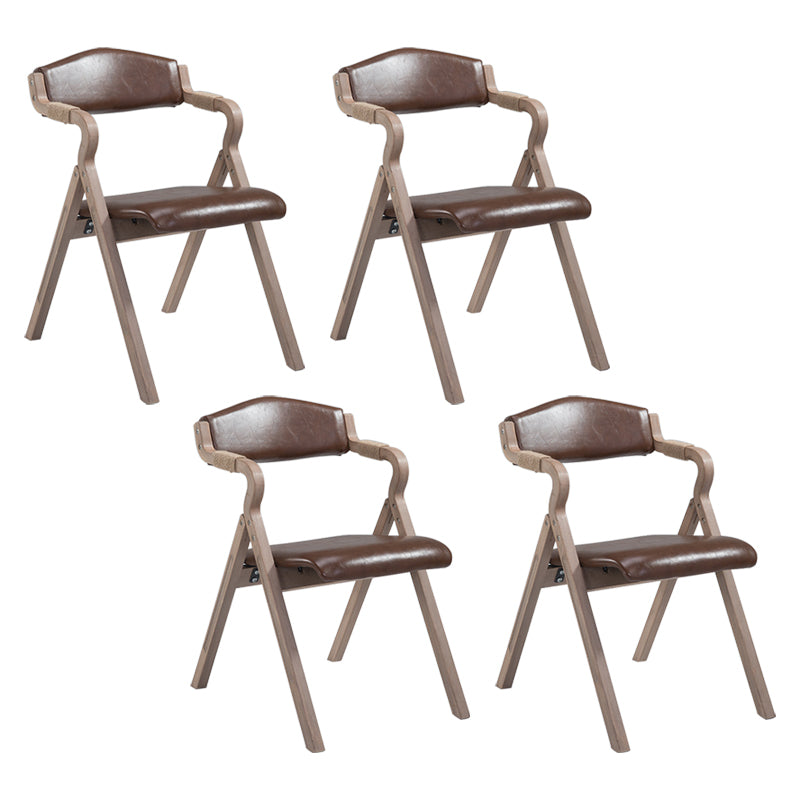 Country Style Foldable Dining Armchair Open Back Upholstered Arm Chairs