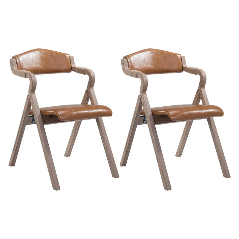 Country Style Foldable Dining Armchair Open Back Upholstered Arm Chairs