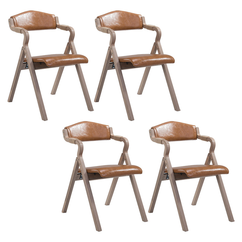 Country Style Foldable Dining Armchair Open Back Upholstered Arm Chairs