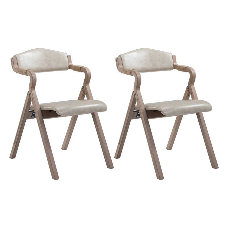 Country Style Foldable Dining Armchair Open Back Upholstered Arm Chairs