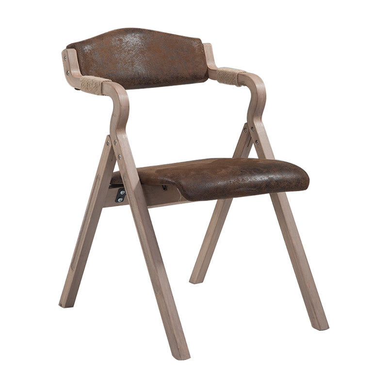 Country Style Foldable Dining Armchair Open Back Upholstered Arm Chairs