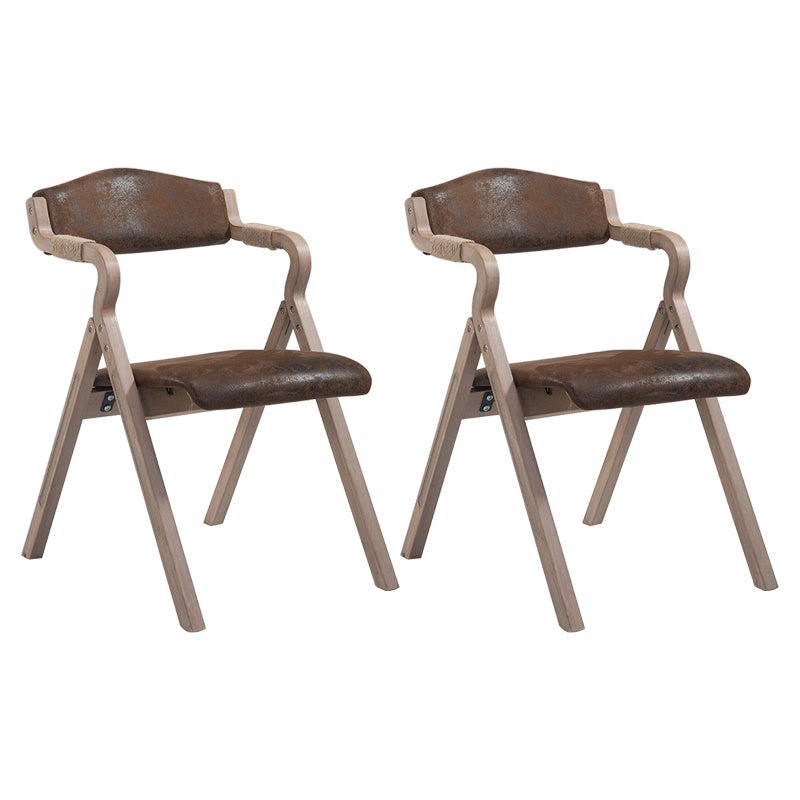 Country Style Foldable Dining Armchair Open Back Upholstered Arm Chairs