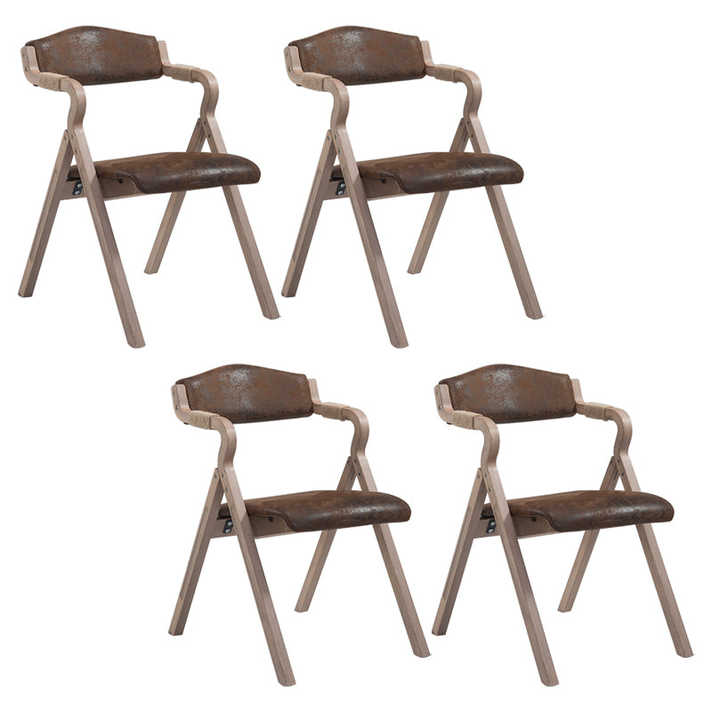Country Style Foldable Dining Armchair Open Back Upholstered Arm Chairs