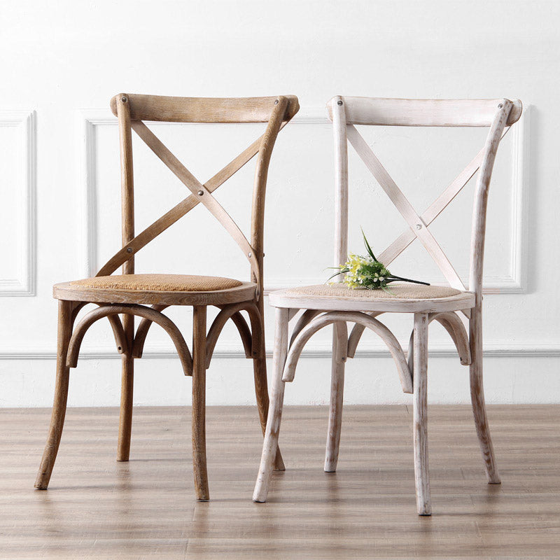 Bentwood Armless Dining Chairs Oak Cross Back Side Chair with Wood Legs