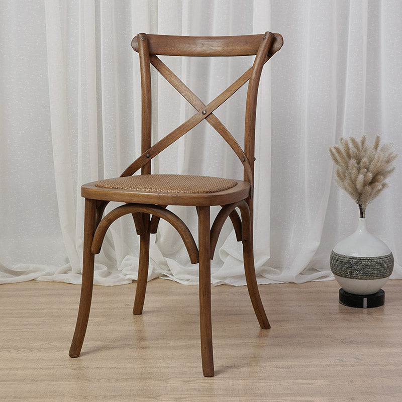 Bentwood Armless Dining Chairs Oak Cross Back Side Chair with Wood Legs