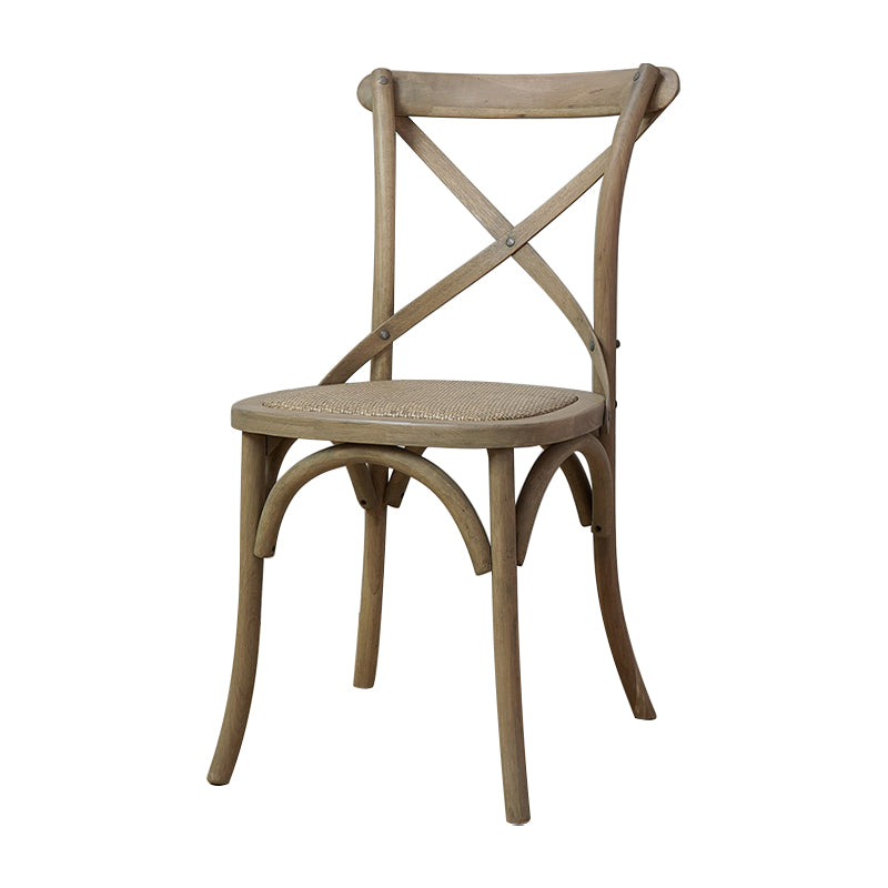 Bentwood Armless Dining Chairs Oak Cross Back Side Chair with Wood Legs