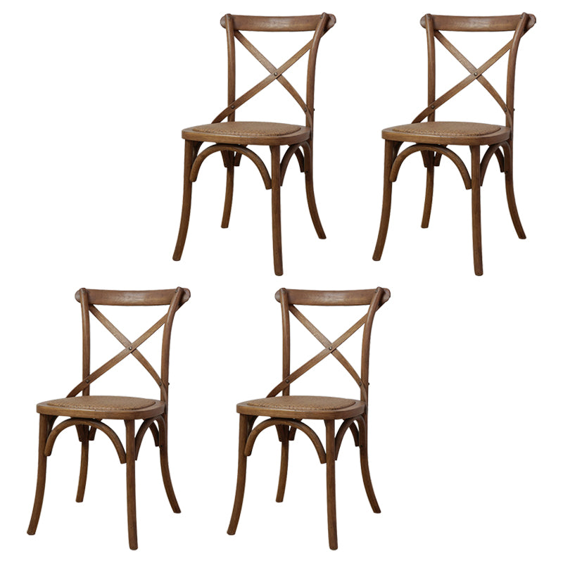 Bentwood Armless Dining Chairs Oak Cross Back Side Chair with Wood Legs