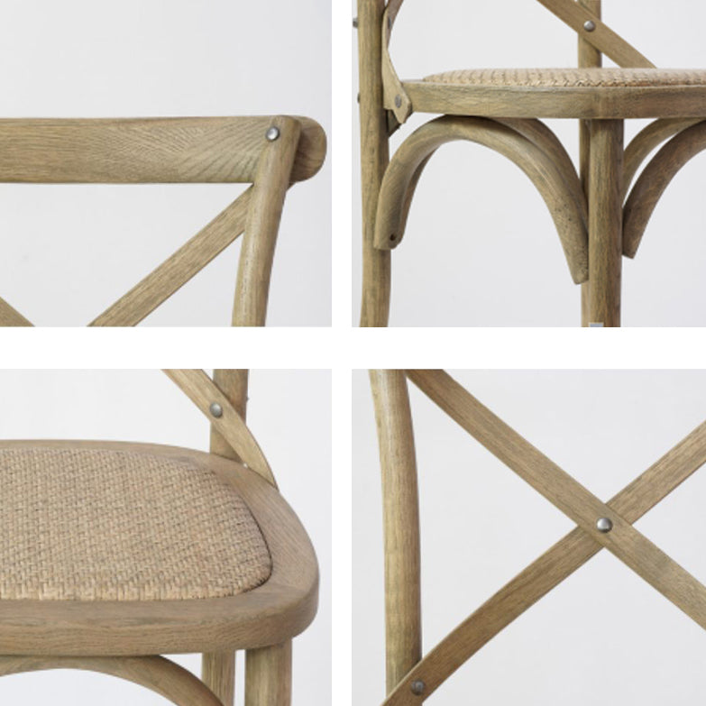 Bentwood Armless Dining Chairs Oak Cross Back Side Chair with Wood Legs
