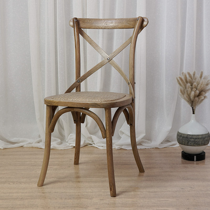 Bentwood Armless Dining Chairs Oak Cross Back Side Chair with Wood Legs