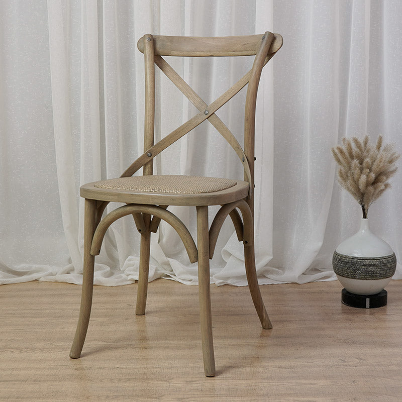 Bentwood Armless Dining Chairs Oak Cross Back Side Chair with Wood Legs