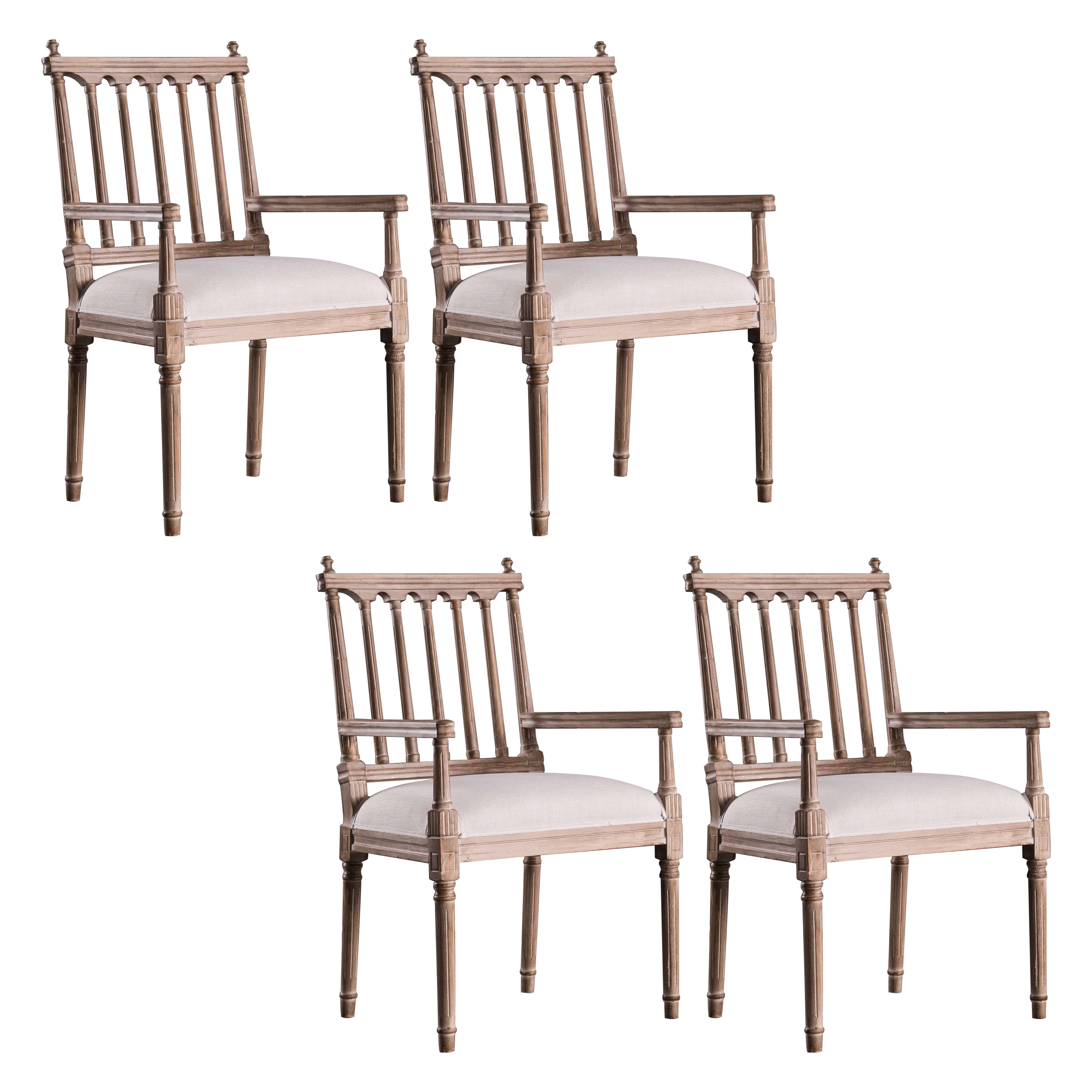 Traditional Study Room Leather Arm Chair Walnut Slat Back Dining Chair