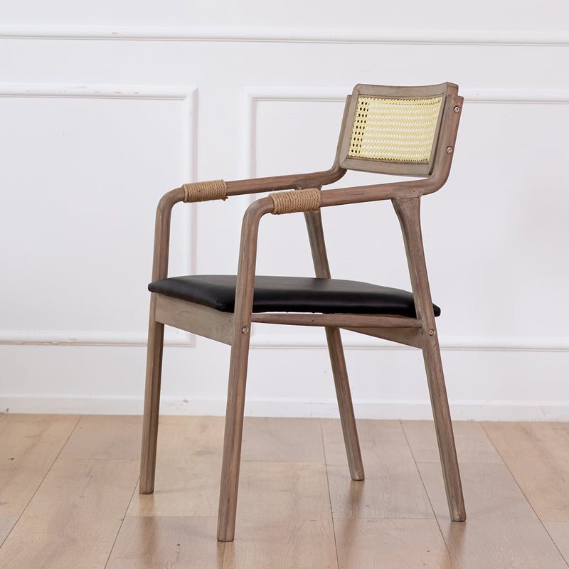 Traditional Style Rubberwood Chairs Kitchen Open Back Dining Side Chair