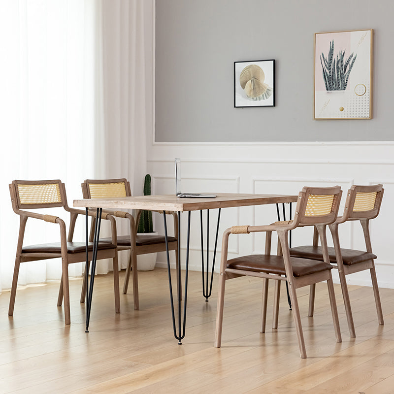 Traditional Style Rubberwood Chairs Kitchen Open Back Dining Side Chair