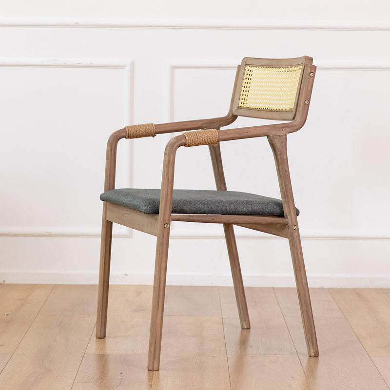 Traditional Style Rubberwood Chairs Kitchen Open Back Dining Side Chair