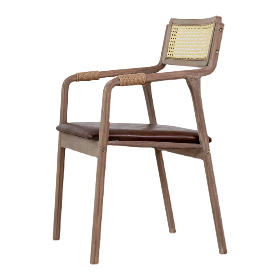 Traditional Style Rubberwood Chairs Kitchen Open Back Dining Side Chair