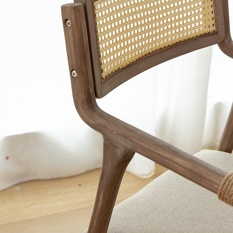 Traditional Style Rubberwood Chairs Kitchen Open Back Dining Side Chair
