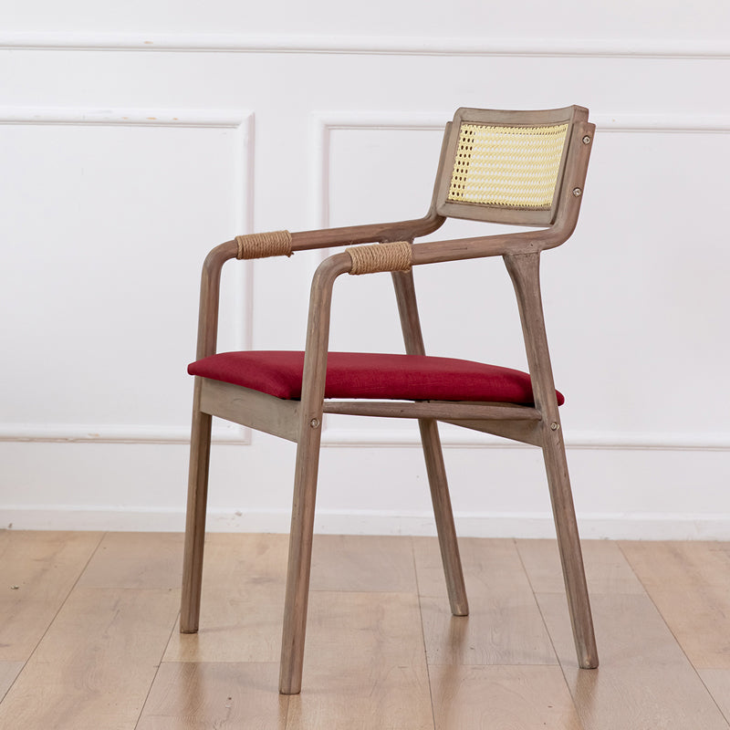Traditional Style Rubberwood Chairs Kitchen Open Back Dining Side Chair