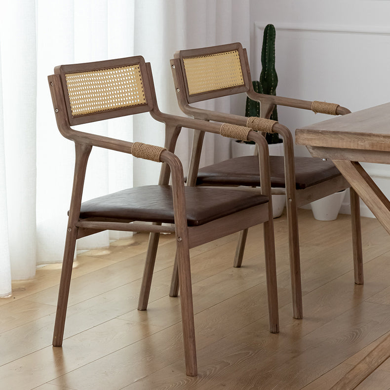 Traditional Style Rubberwood Chairs Kitchen Open Back Dining Side Chair