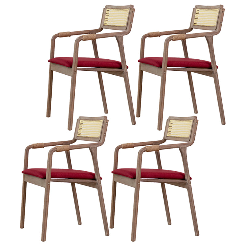 Traditional Style Rubberwood Chairs Kitchen Open Back Dining Side Chair