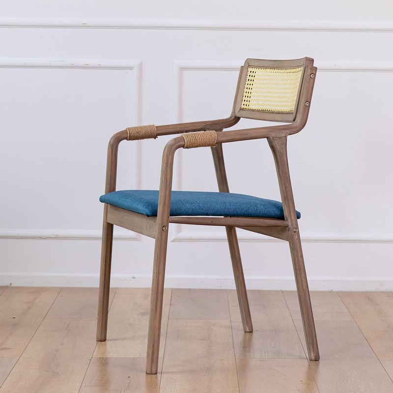 Traditional Style Rubberwood Chairs Kitchen Open Back Dining Side Chair