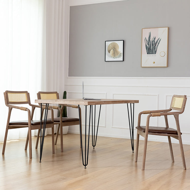 Traditional Style Rubberwood Chairs Kitchen Open Back Dining Side Chair