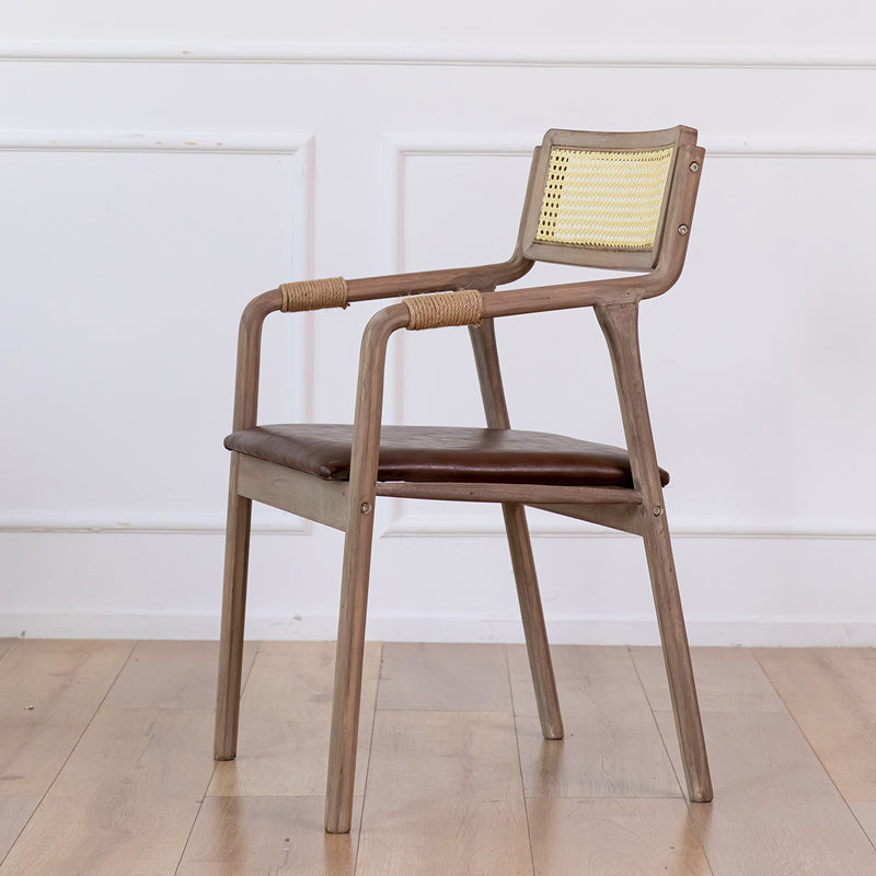 Traditional Style Rubberwood Chairs Kitchen Open Back Dining Side Chair