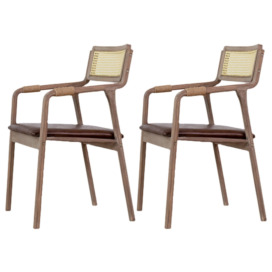 Traditional Style Rubberwood Chairs Kitchen Open Back Dining Side Chair