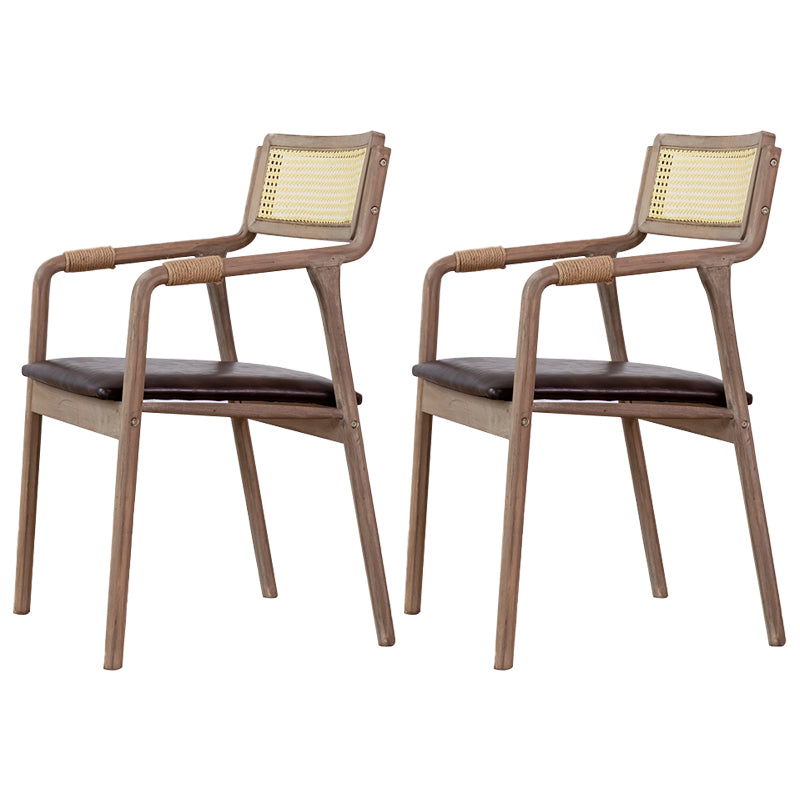 Traditional Style Rubberwood Chairs Kitchen Open Back Dining Side Chair