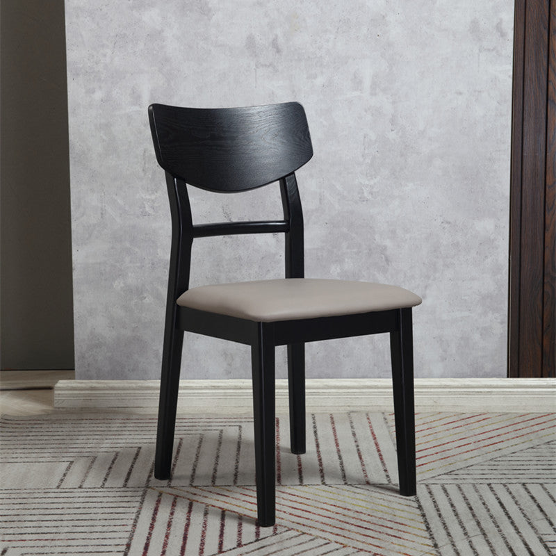 Industrial Ash Open Side Chair Matte Finish Upholstered Dining Chair with Black Legs