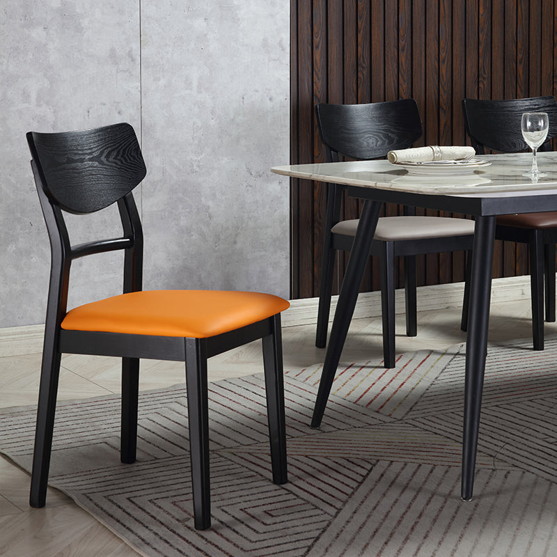 Industrial Ash Open Side Chair Matte Finish Upholstered Dining Chair with Black Legs