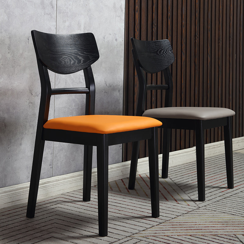 Industrial Ash Open Side Chair Matte Finish Upholstered Dining Chair with Black Legs