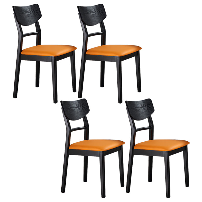 Industrial Ash Open Side Chair Matte Finish Upholstered Dining Chair with Black Legs