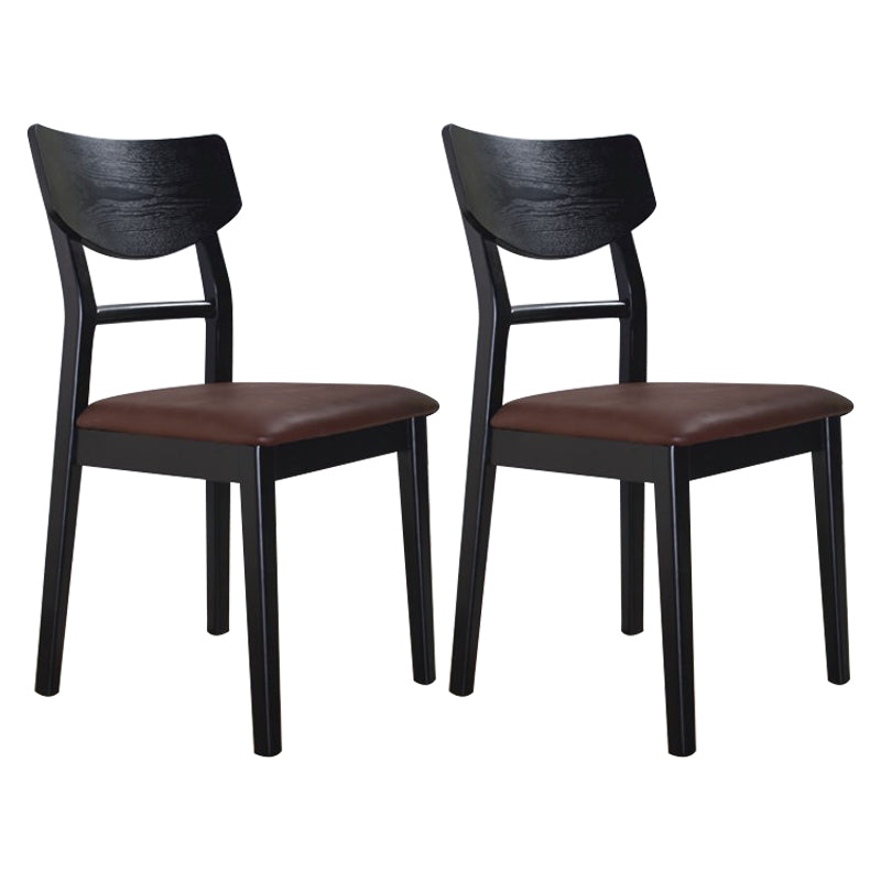 Industrial Ash Open Side Chair Matte Finish Upholstered Dining Chair with Black Legs