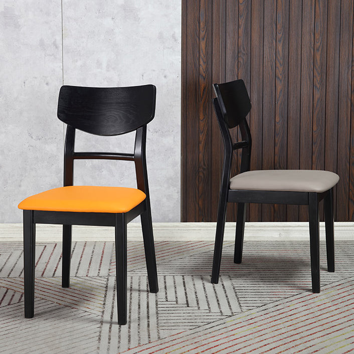 Industrial Ash Open Side Chair Matte Finish Upholstered Dining Chair with Black Legs