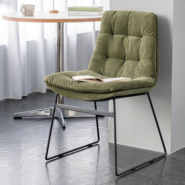 Nordic Upholstered Armless Dining Chairs Metal Legs Solid Back Chair for Home Use