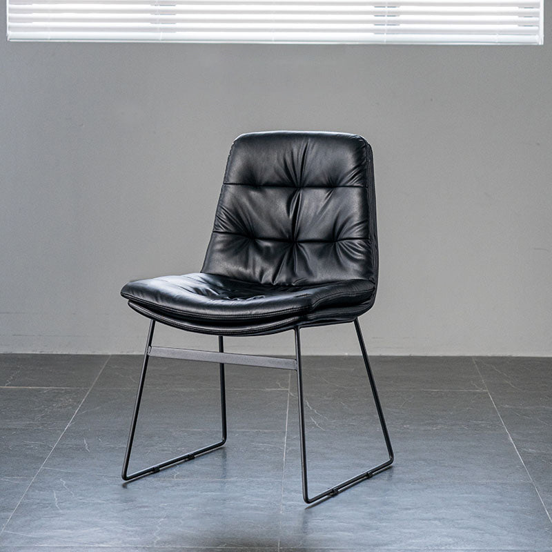 Nordic Upholstered Armless Dining Chairs Metal Legs Solid Back Chair for Home Use