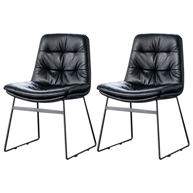 Nordic Upholstered Armless Dining Chairs Metal Legs Solid Back Chair for Home Use