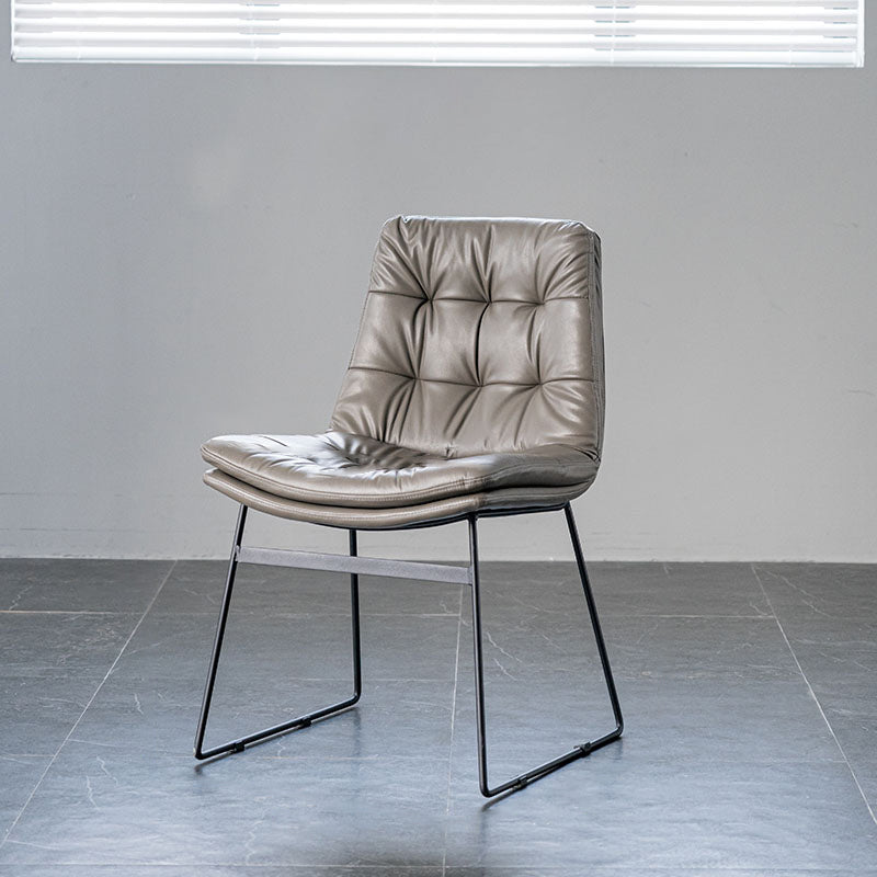 Nordic Upholstered Armless Dining Chairs Metal Legs Solid Back Chair for Home Use