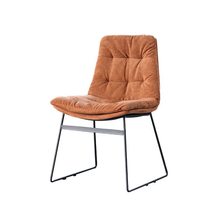 Nordic Upholstered Armless Dining Chairs Metal Legs Solid Back Chair for Home Use
